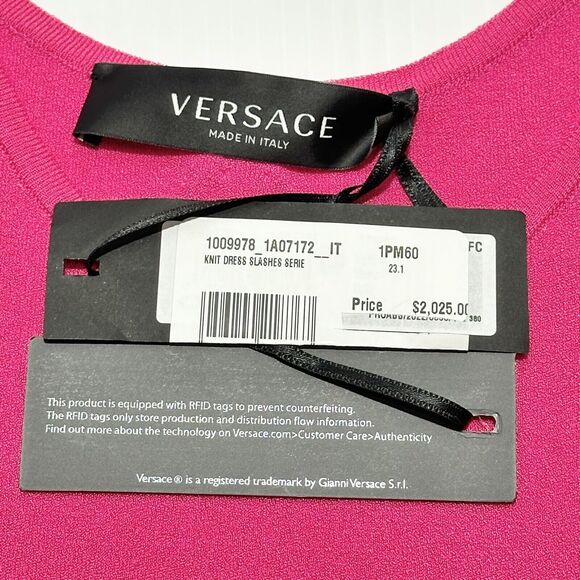 NWT$2,025 Versace Runway Cut Out Stretch Jersey Mini Dress Pink IT 38/US 2 - Picture 11 of 16